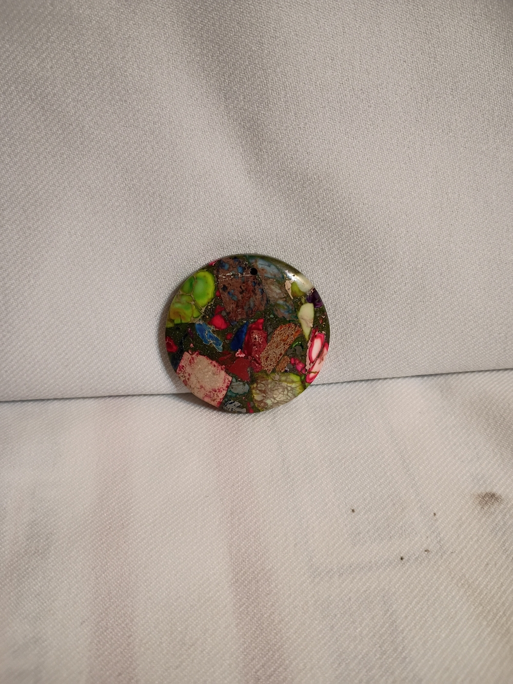 Multicolor Resin Round Statement Button Accent